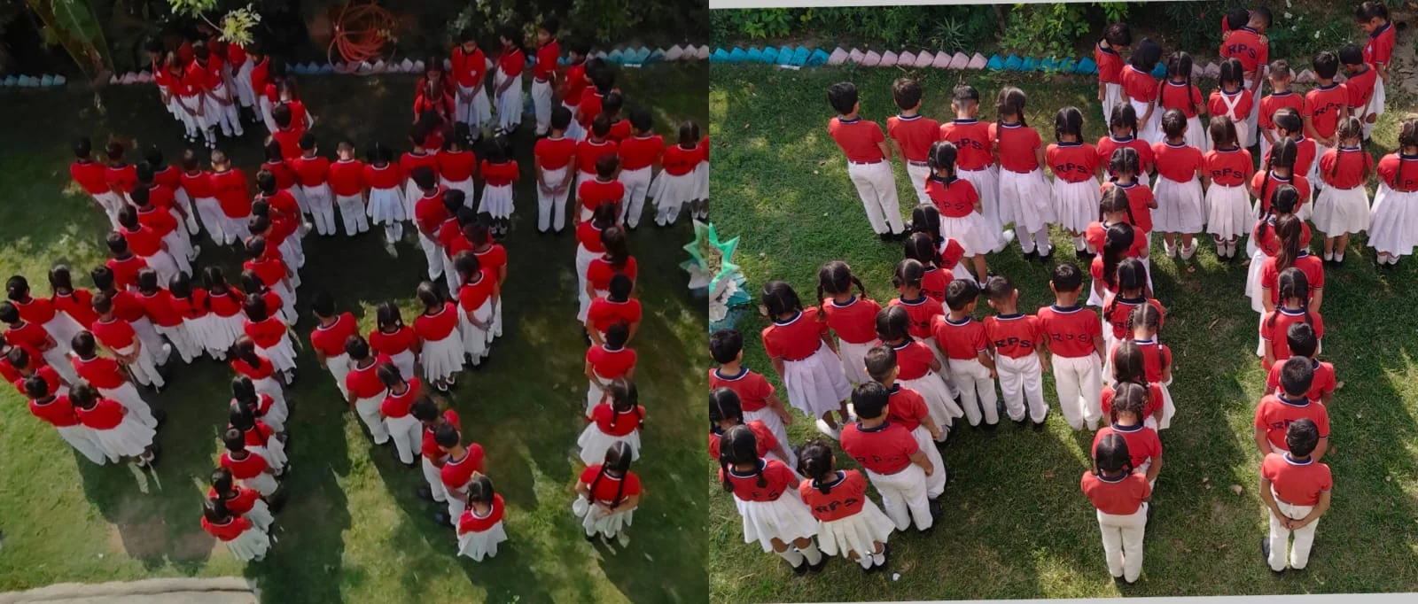 मदर्स डे पर बच्चों ने स्कूली ड्रेस पहन बनाई मां की रंगोली